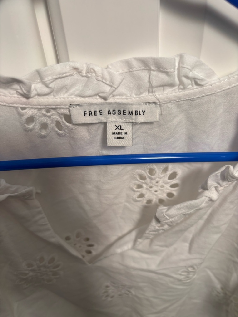 Free Assembly White Eyelet Cotton Blouse - Women's